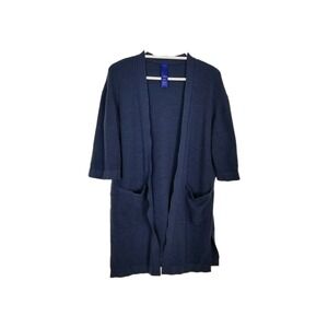 Kit Ace Women Cardigan Sweater Sz M/L Merino Wool Blue Open Front Lagenlook